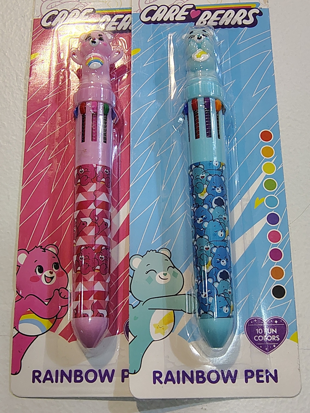 Care Bears 10 Color Rainbow Pens CHEER & BEDTIME BEAR Topper Retro NEW (2)